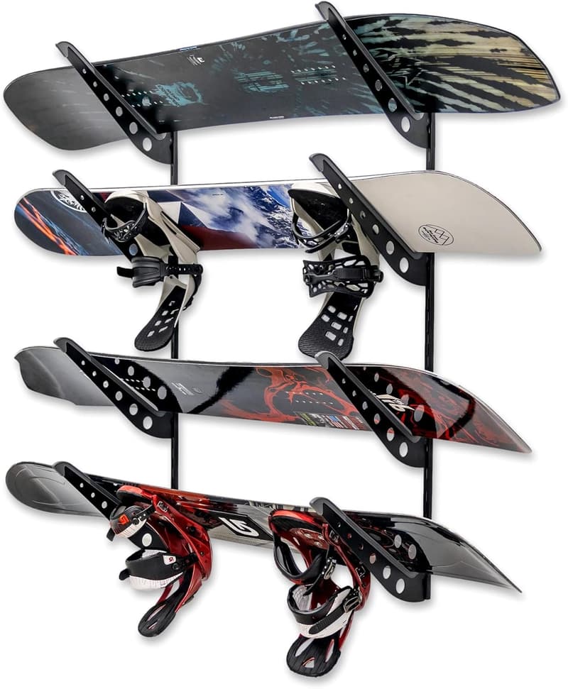 Snowboard Storage Rack - Wall Mount for 4 Boards