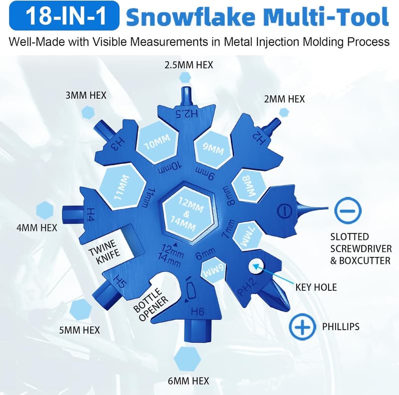 18-in-1 Snowflake Multi-Tool for Men - EDC Camping Gear