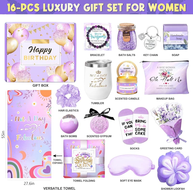 Unique Birthday Gift Basket for Women Friends & Family