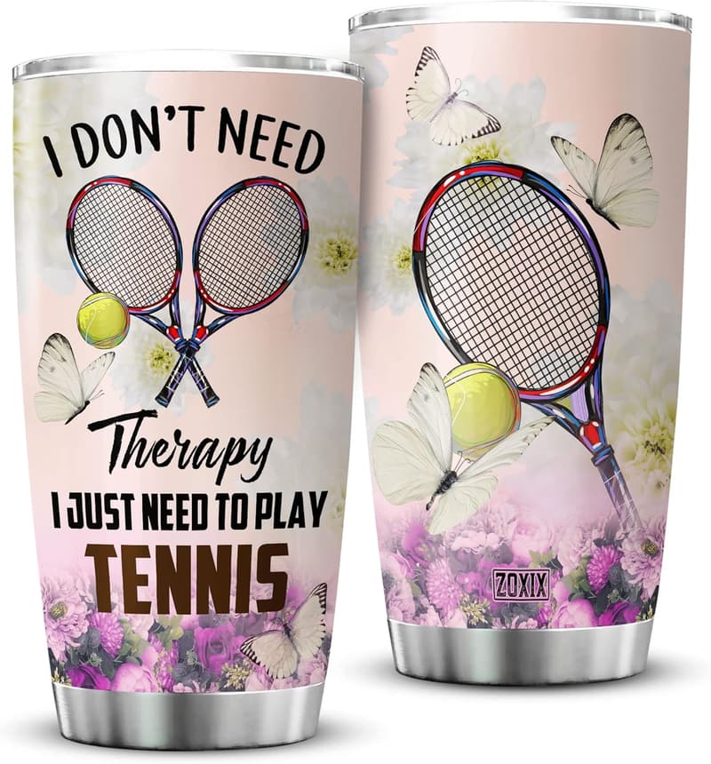 Tennis Player Gift: Insulated 20oz Tumbler Cup with Floral Design