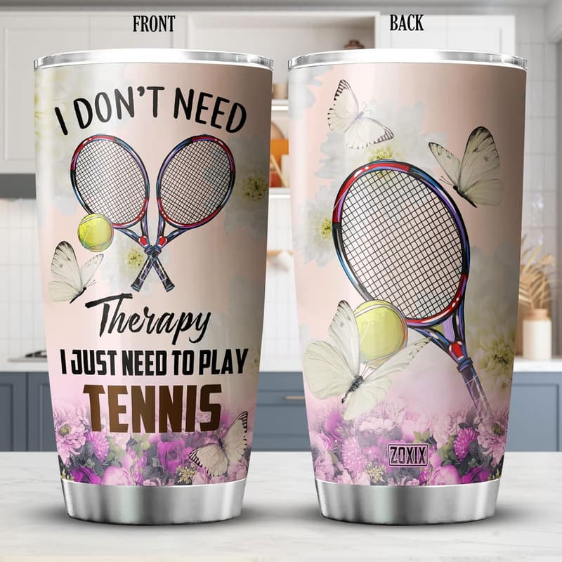 Tennis Player Gift: Insulated 20oz Tumbler Cup with Floral Design