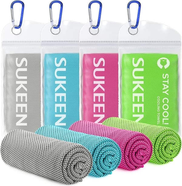 Cooling Towels 4-Pack - Soft Microfiber for Sports & Fitness