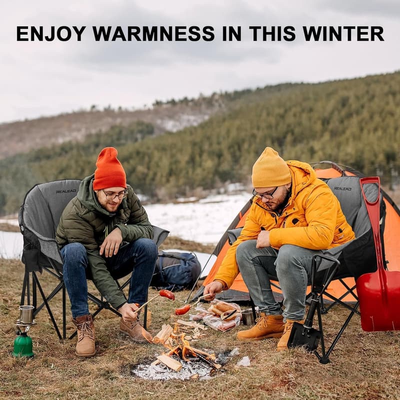 Heated Oversized Camping Chair with Thick Padding - Supports 400lbs