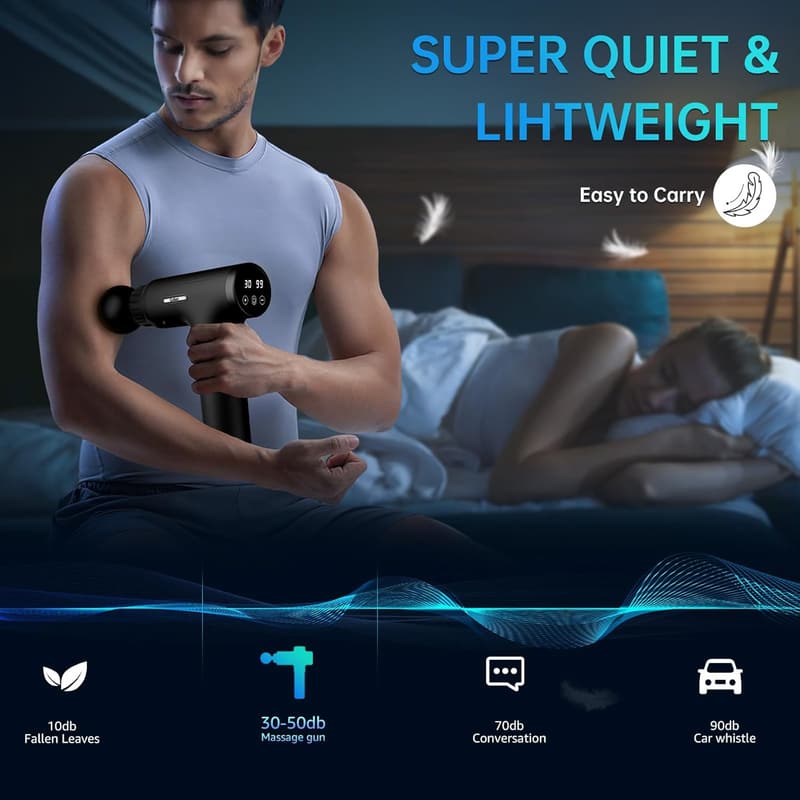 Deep Tissue Massage Gun with 6 Attachments & 30 Speeds
