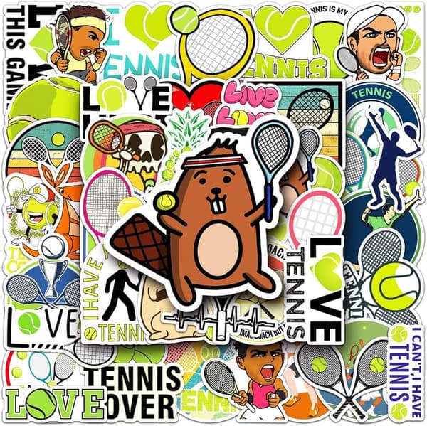 Tennis Stickers Pack - 50 Vinyl Decals for Kids & Teens