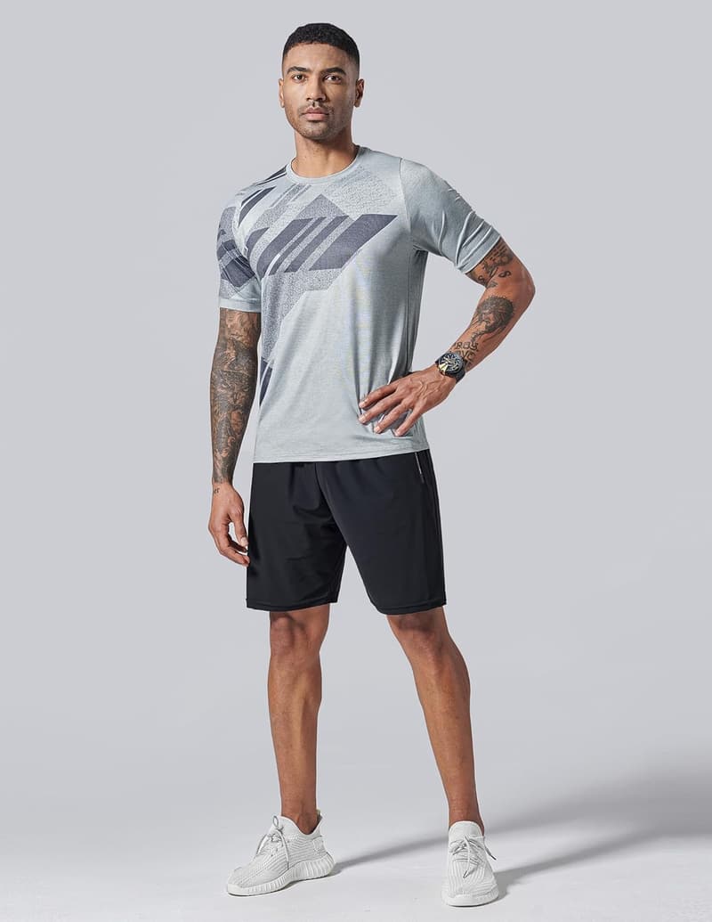 Men's Active Quick-Dry Crew Neck T-Shirts - 5 Pack