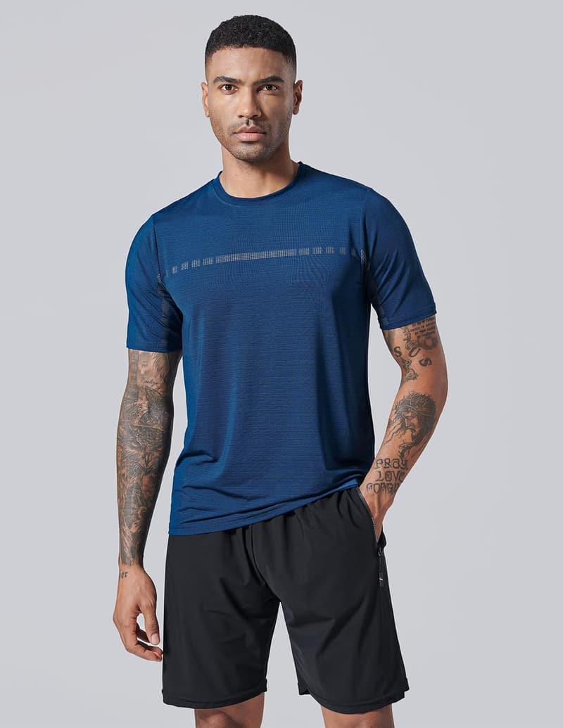 Men's Active Quick-Dry Crew Neck T-Shirts - 5 Pack