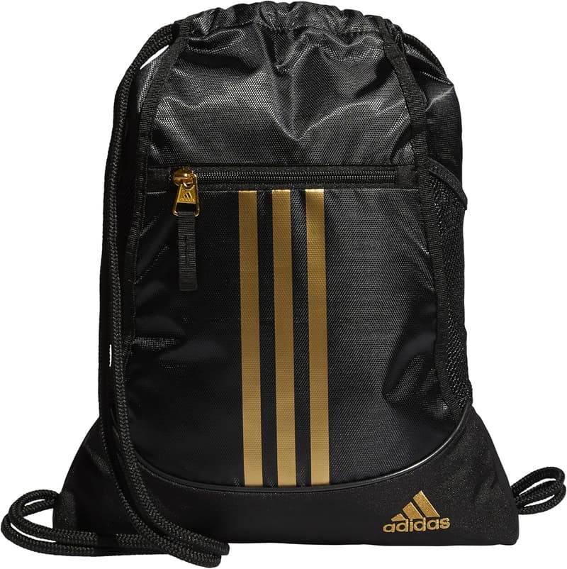 Lightweight Drawstring Backpack for Women and Men - Black/Gold