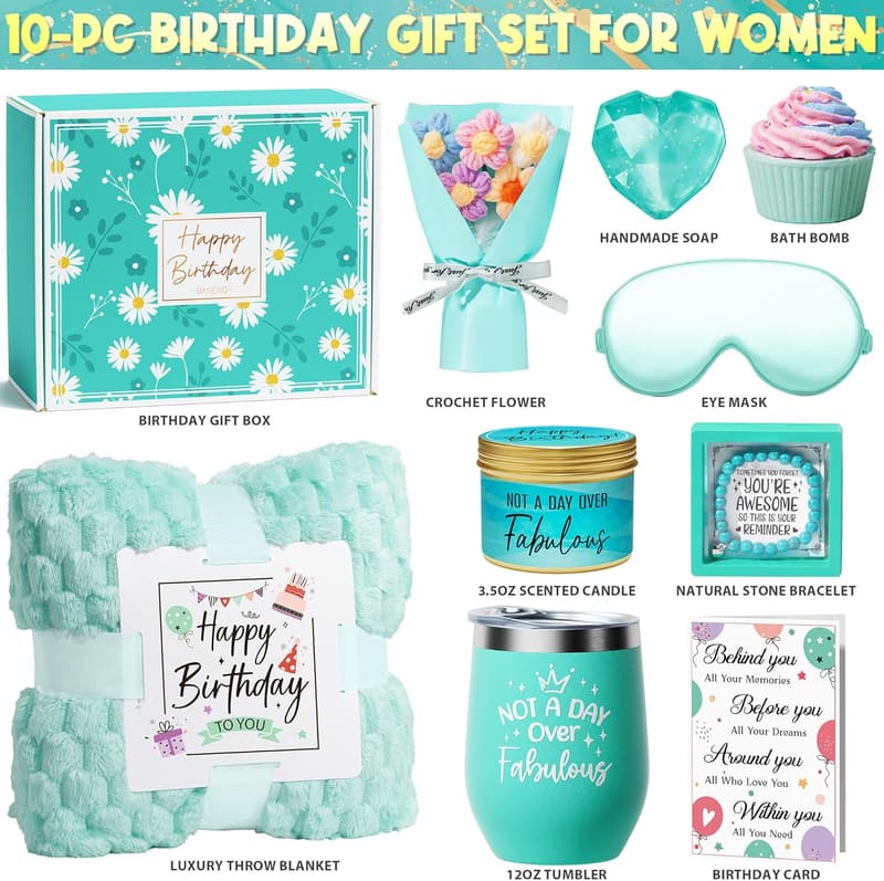 Luxury Spa Gift Basket for Women's Birthday with Blanket