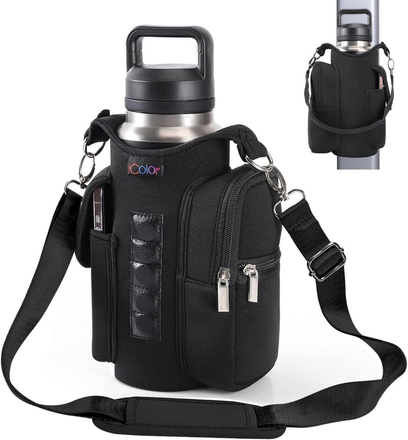 Magnetic Gym Bag Water Bottle Holder with Phone Pockets