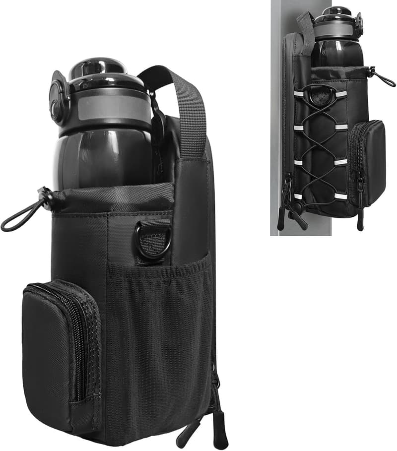 All Black Magnetic Gym Bag with Water Bottle Holder