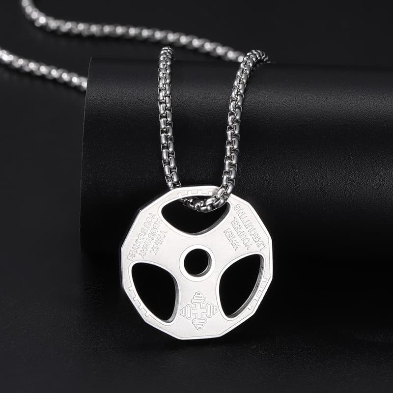 Stainless Steel Dumbbell Pendant Necklace for Couples