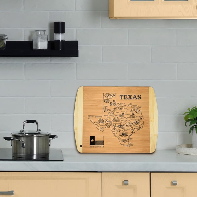 Texas State Map Bamboo Cutting Board - Home & Kitchen Gift