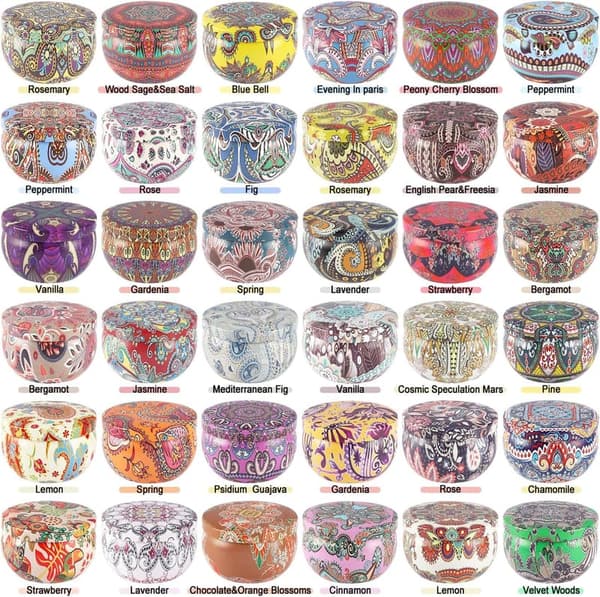 Scented Soy Wax Candles Set for Mom – 36 Travel Tins