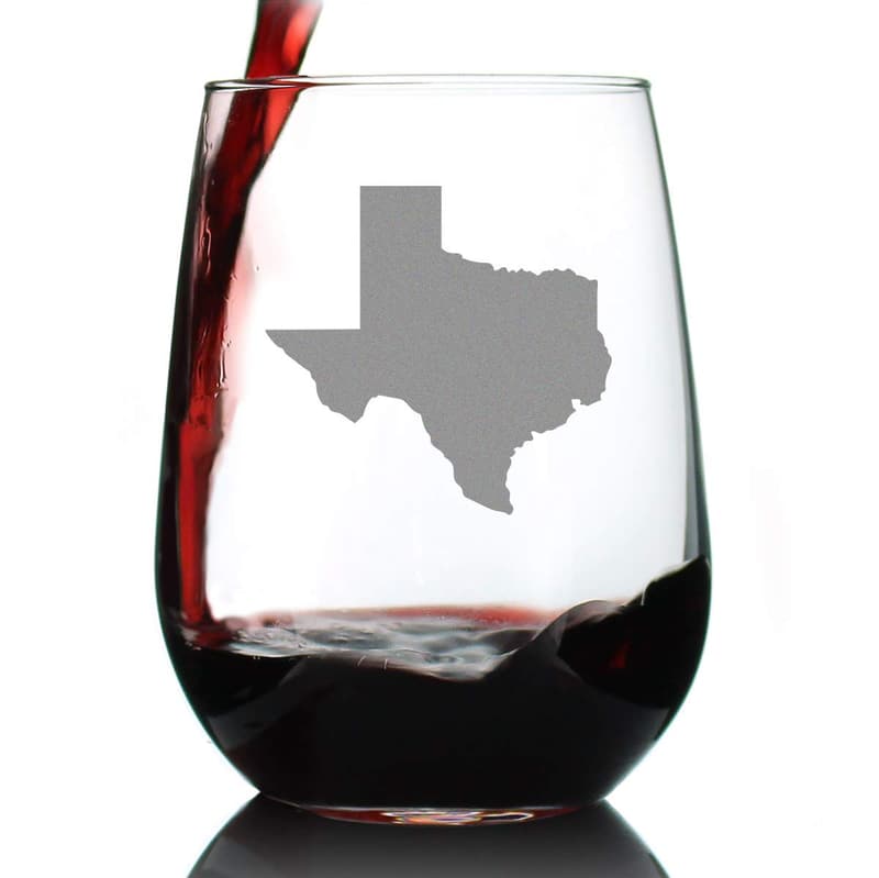 Texas State Outline Stemless Wine Glass - 17 oz Gift for Texans