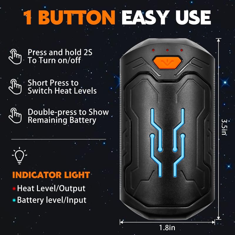 Rechargeable USB Hand Warmers - 2 Pack, 20 Hours of Heat