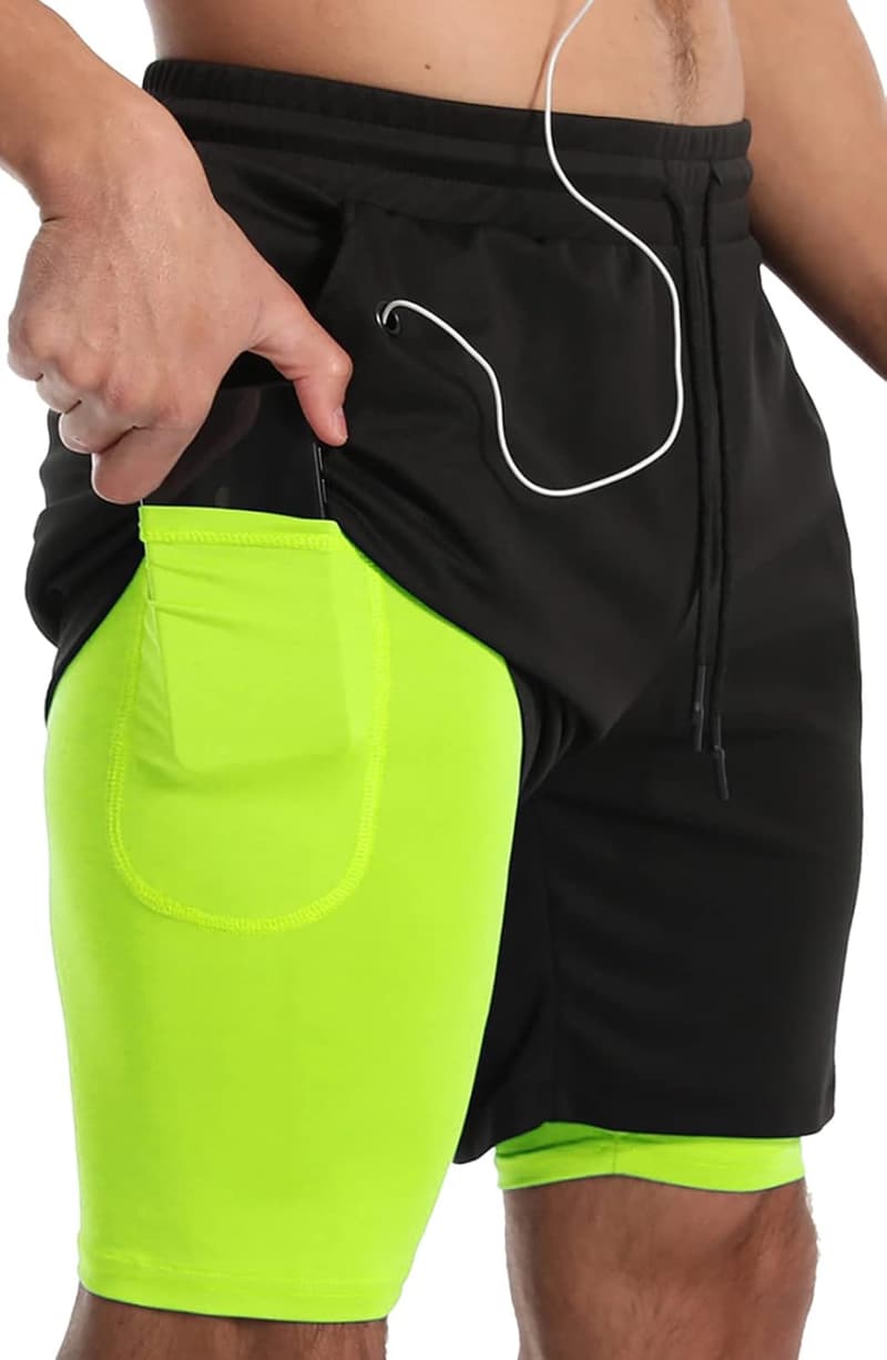 Men's Lightweight 2-in-1 Workout Running Shorts, 7 Inch