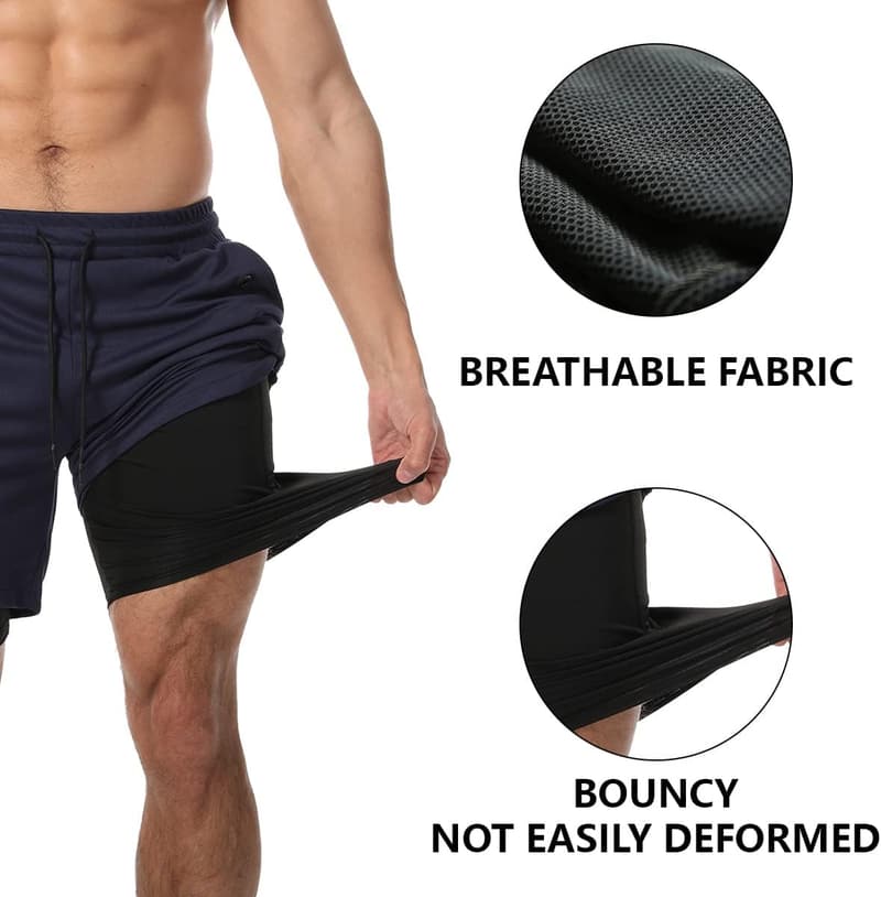Men's Lightweight 2-in-1 Workout Running Shorts, 7 Inch