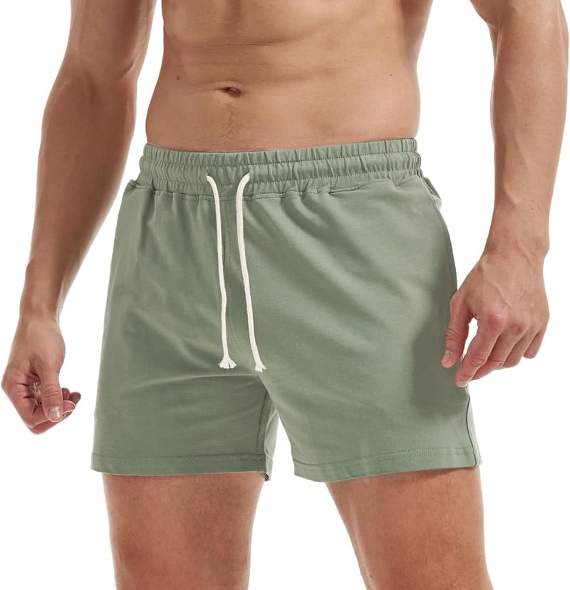 Men's Fitness Cotton Workout Shorts with Pockets