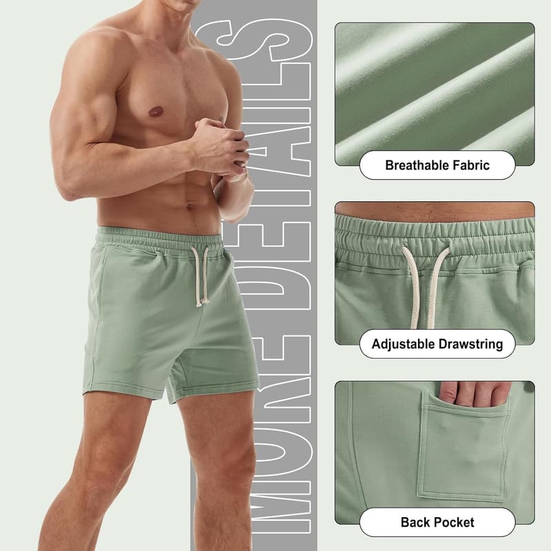 Men's Fitness Cotton Workout Shorts with Pockets