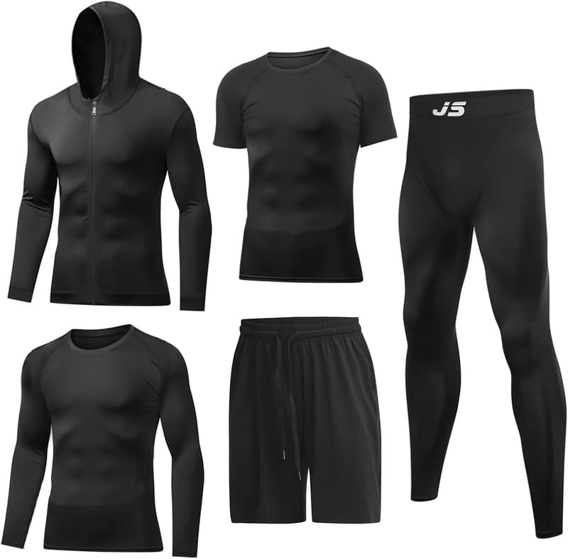 Men's 5-Piece Quick-Dry Compression Workout Set for Gym