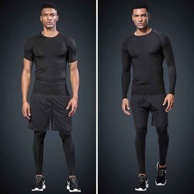 Men's 5-Piece Quick-Dry Compression Workout Set for Gym