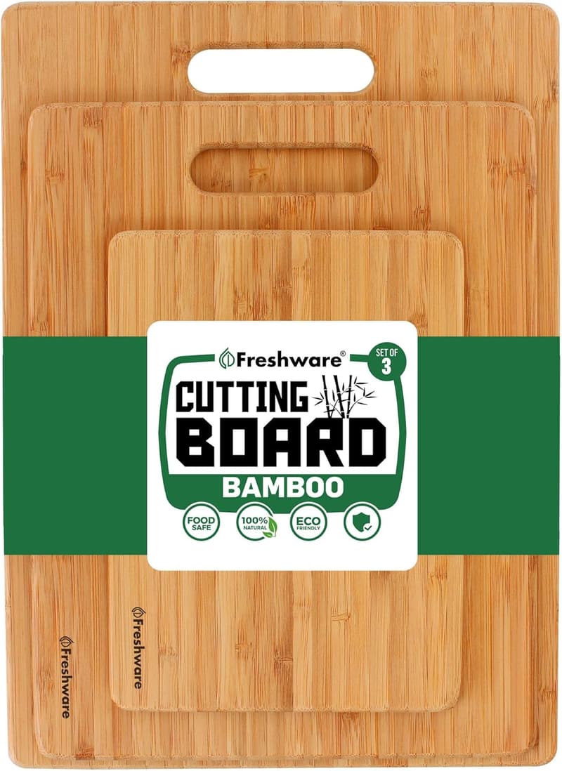 Set of 3 Bamboo Cutting Boards - Knife-Friendly Kitchen Prep