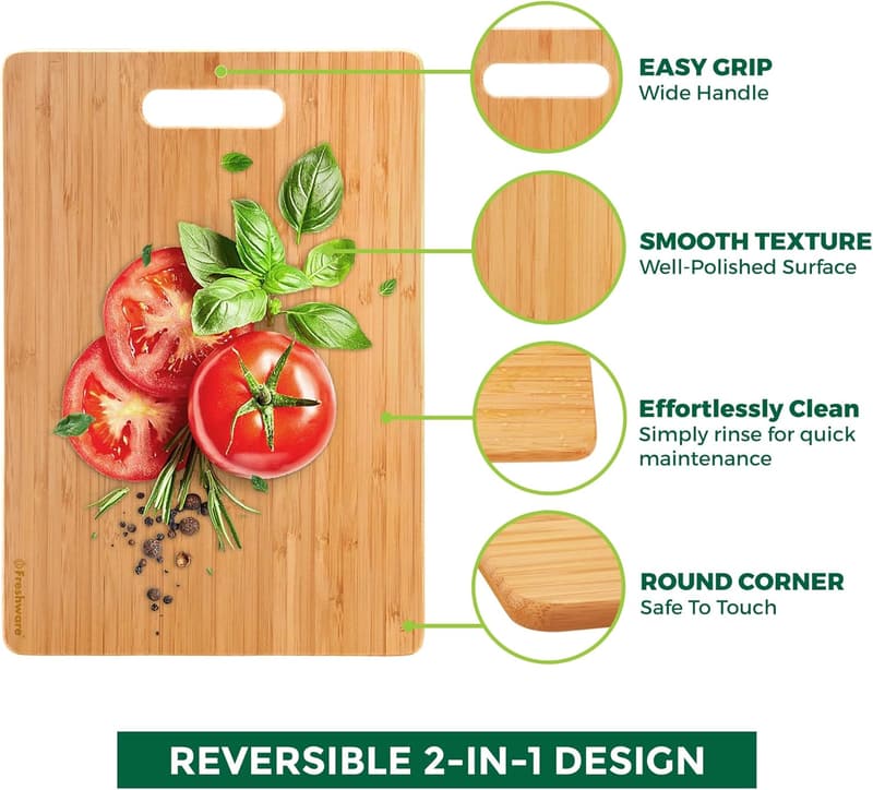 Set of 3 Bamboo Cutting Boards - Knife-Friendly Kitchen Prep