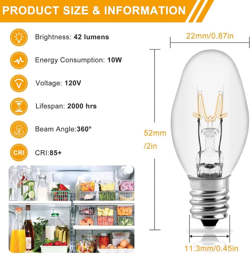Dryer Light Bulb Replacement 10W 120V for Whirlpool & Kenmore (2-Pack)