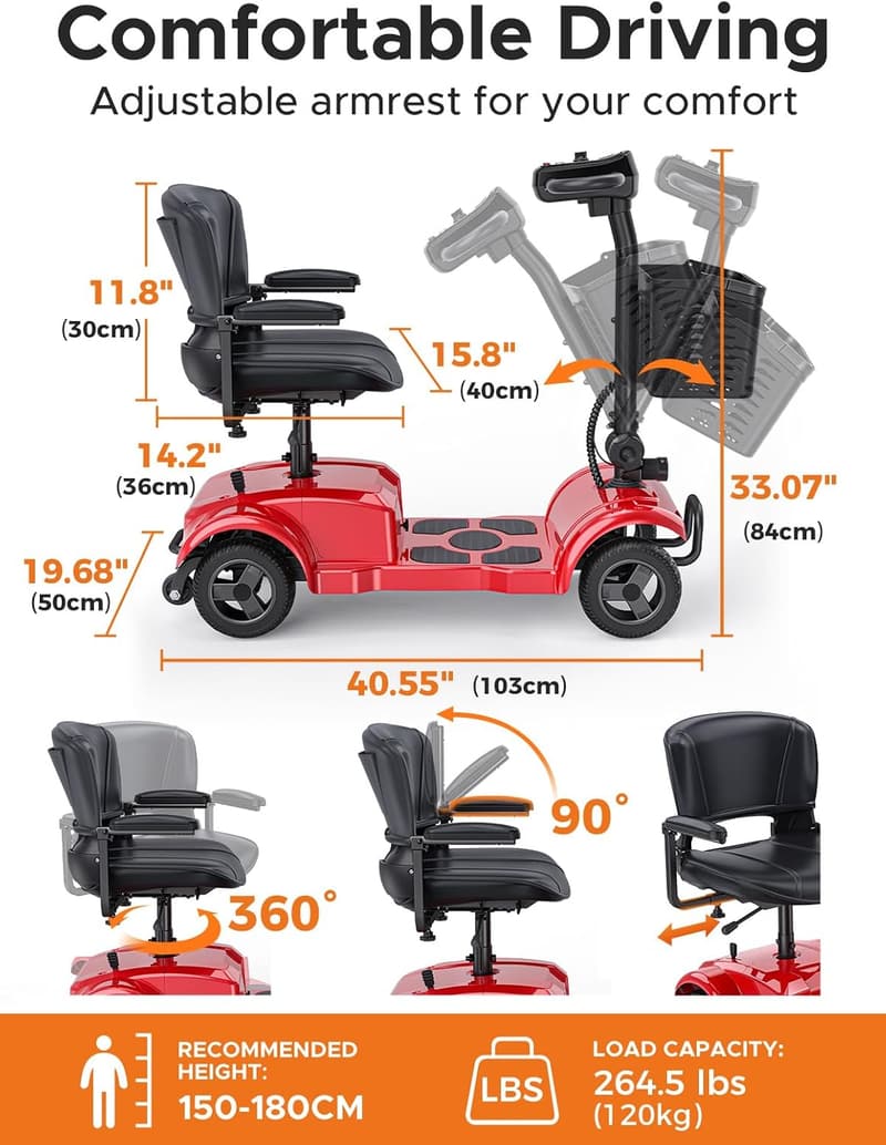Electric Folding Mobility Scooter for Seniors, 15-Mile Range, Blue