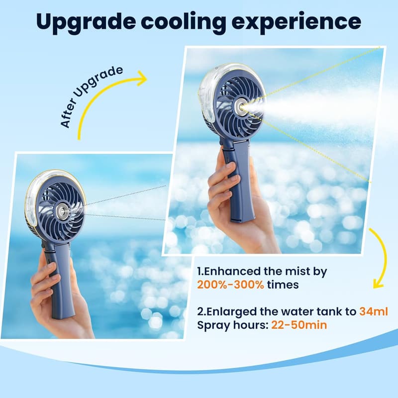 Portable Rechargeable Misting Fan for Beach Travel - Royal Blue