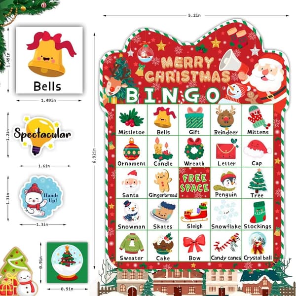 Christmas Bingo Game Set for Kids & Adults - 39 Pieces