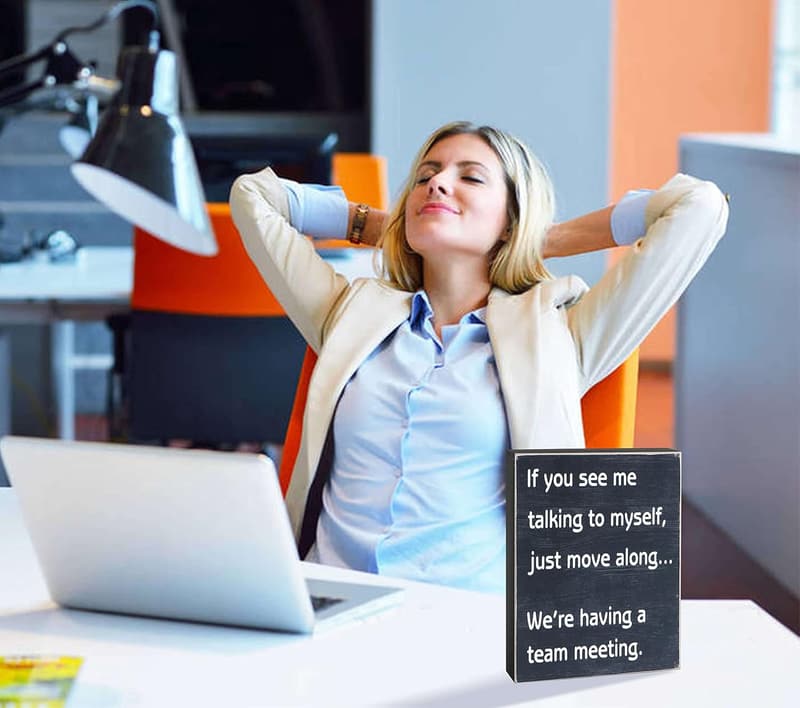 Cute Engineered Wood Desk Sign - Office Decor for Women