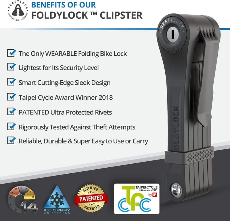 Compact Folding Bike Lock - Lightweight Wearable Security Accessory