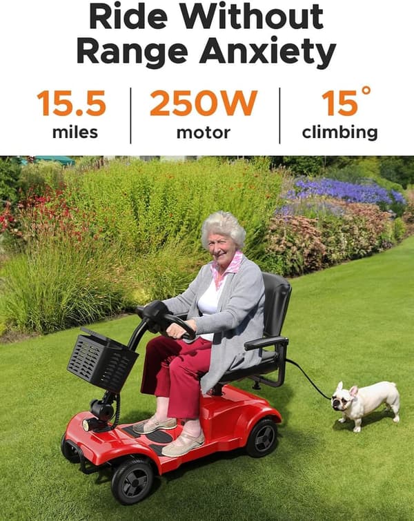 Electric Folding Mobility Scooter for Seniors, 15-Mile Range, Blue