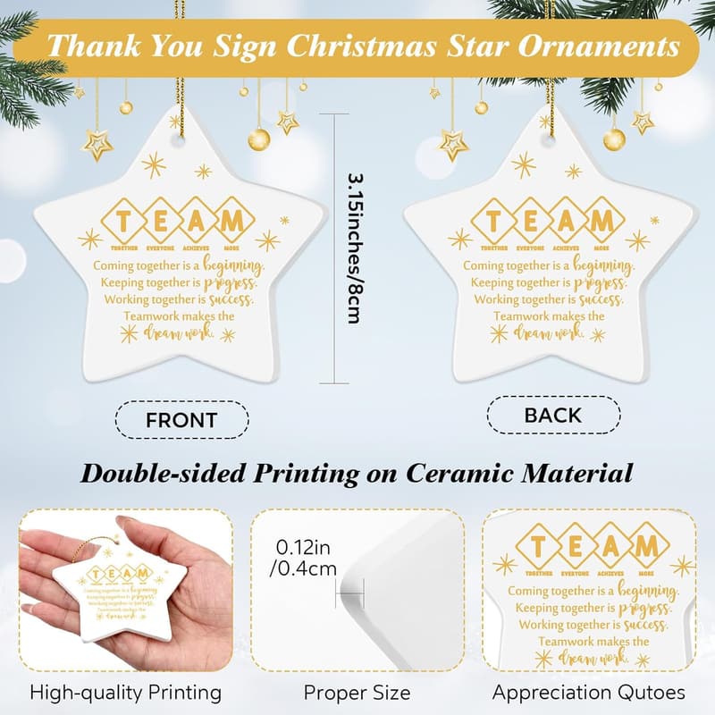 Employee Appreciation Ceramic Star Ornaments - 24 Pcs