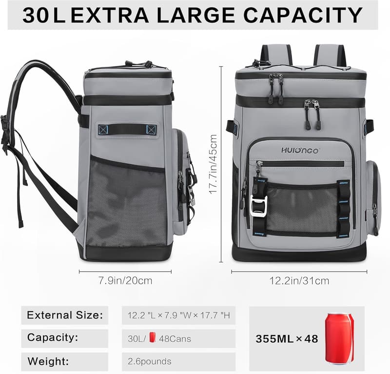 30L Waterproof Insulated Cooler Backpack for Camping & Travel
