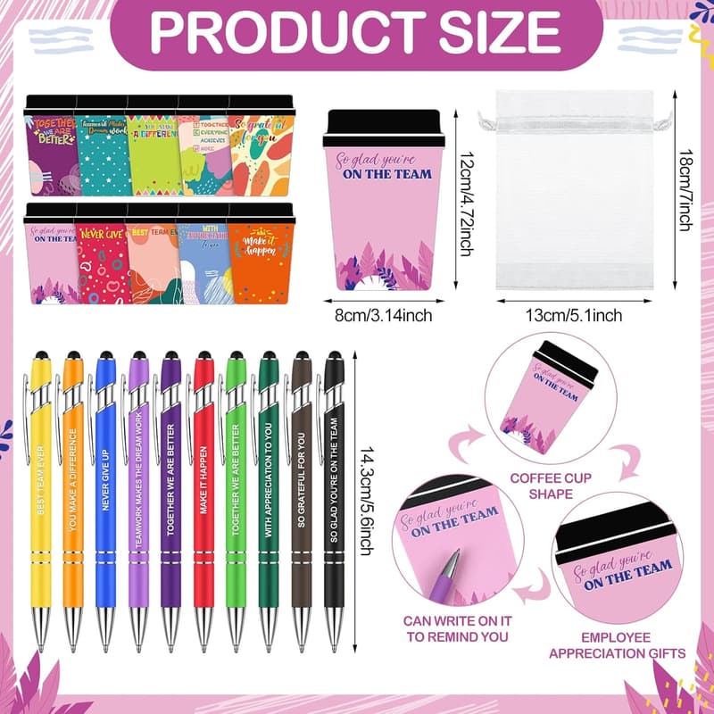 Nurse Appreciation Gifts: 90 Pcs Inspirational Notepads & Pens