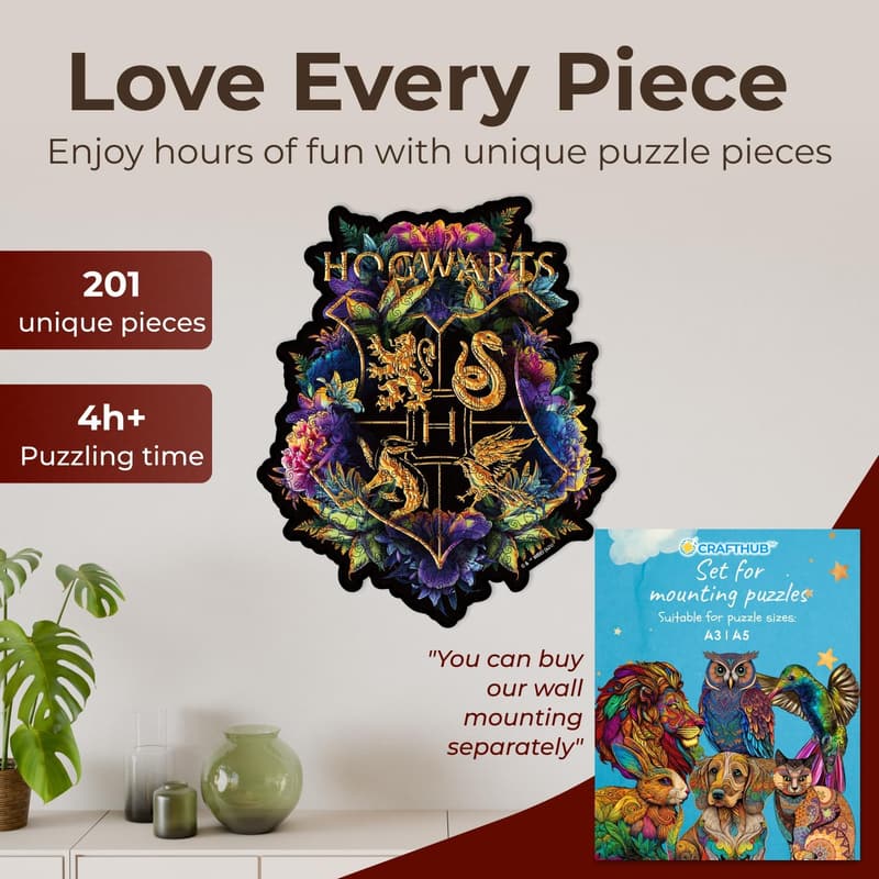 Harry Potter Hogwarts Crest Wooden Jigsaw Puzzle for Adults