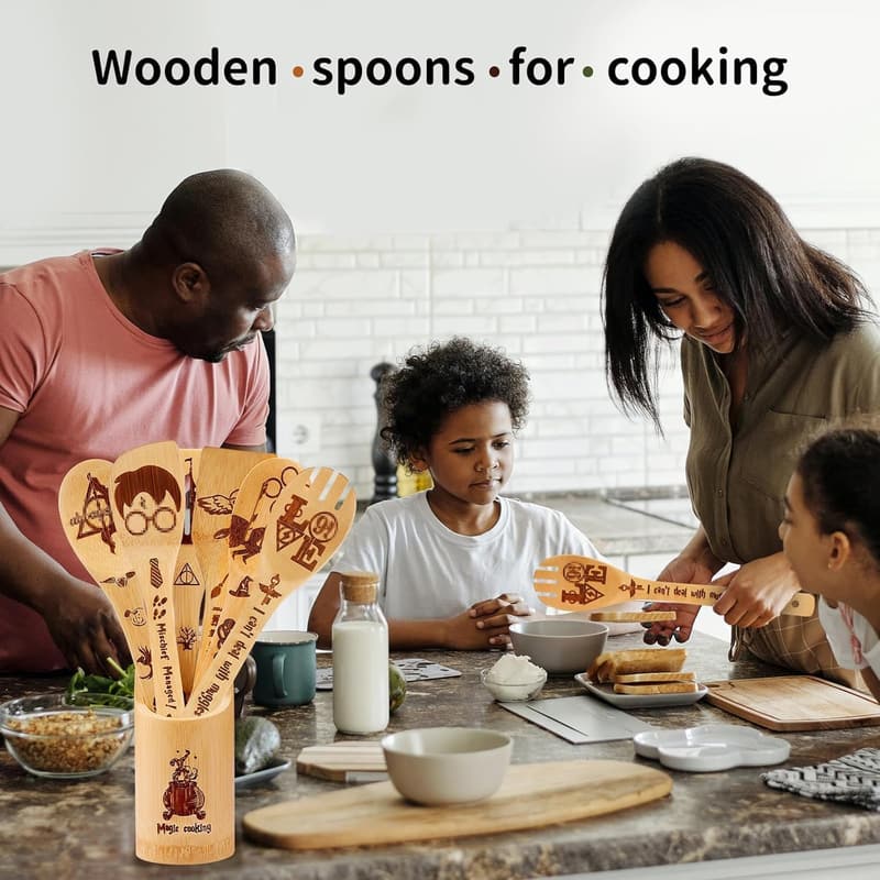 Wooden Cooking Utensils Set - 7pcs for Wedding or Housewarming