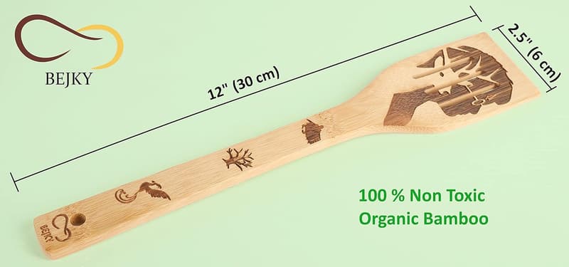 Organic Bamboo Spoons Set - 6-Pc Cooking Utensils for Women