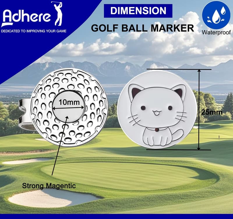 Personalized Cat Logo Golf Ball Markers with Magnetic Clip