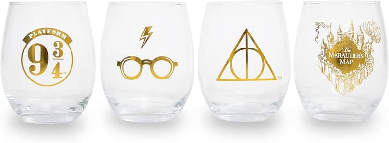 Harry Potter Icons Stemless Wine Glasses, Set of 4
