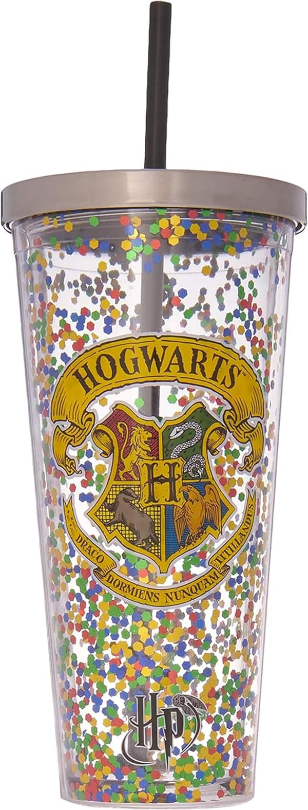 Hogwarts Glitter Cup with Straw