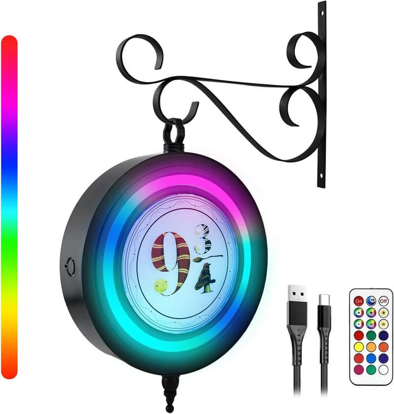 Wizard-Themed Night Light Sign for Birthday Decor - Rechargeable RGB