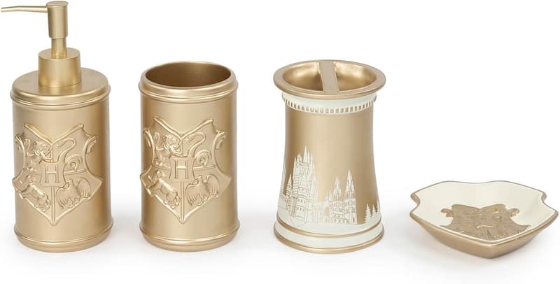 Harry Potter Bathroom Organizer Set - 4-Piece Crest Accessories