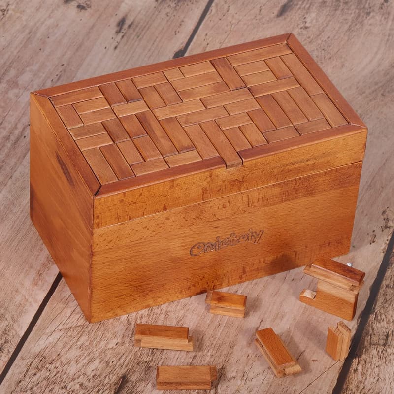 Handmade Wooden Secret Puzzle Box - Mysterious Birthday Gift