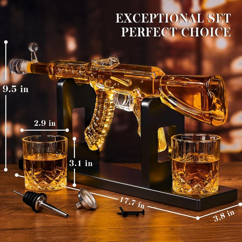 Limited Edition Gun AR Whiskey Decanter Set for Dad, 800ml