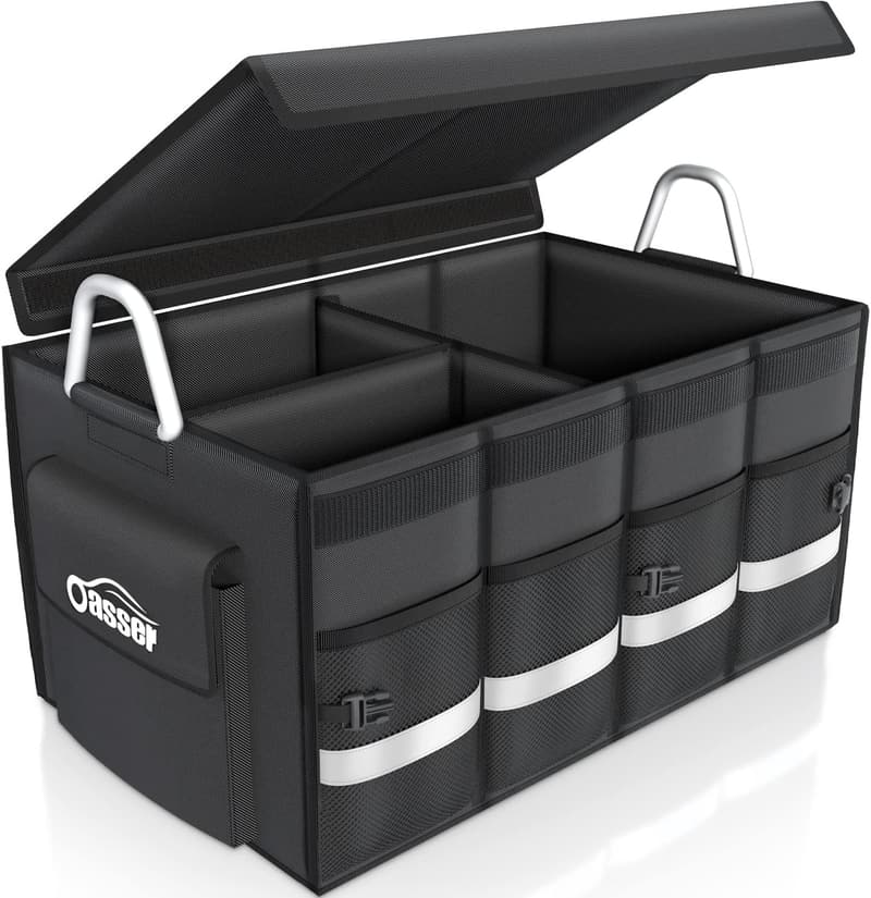 Large Waterproof Collapsible Trunk Organizer with Multi Compartments