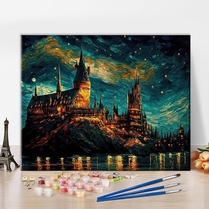 Castle Paint by Numbers Kit for Adults - 16x20 Inch Abstract Decor